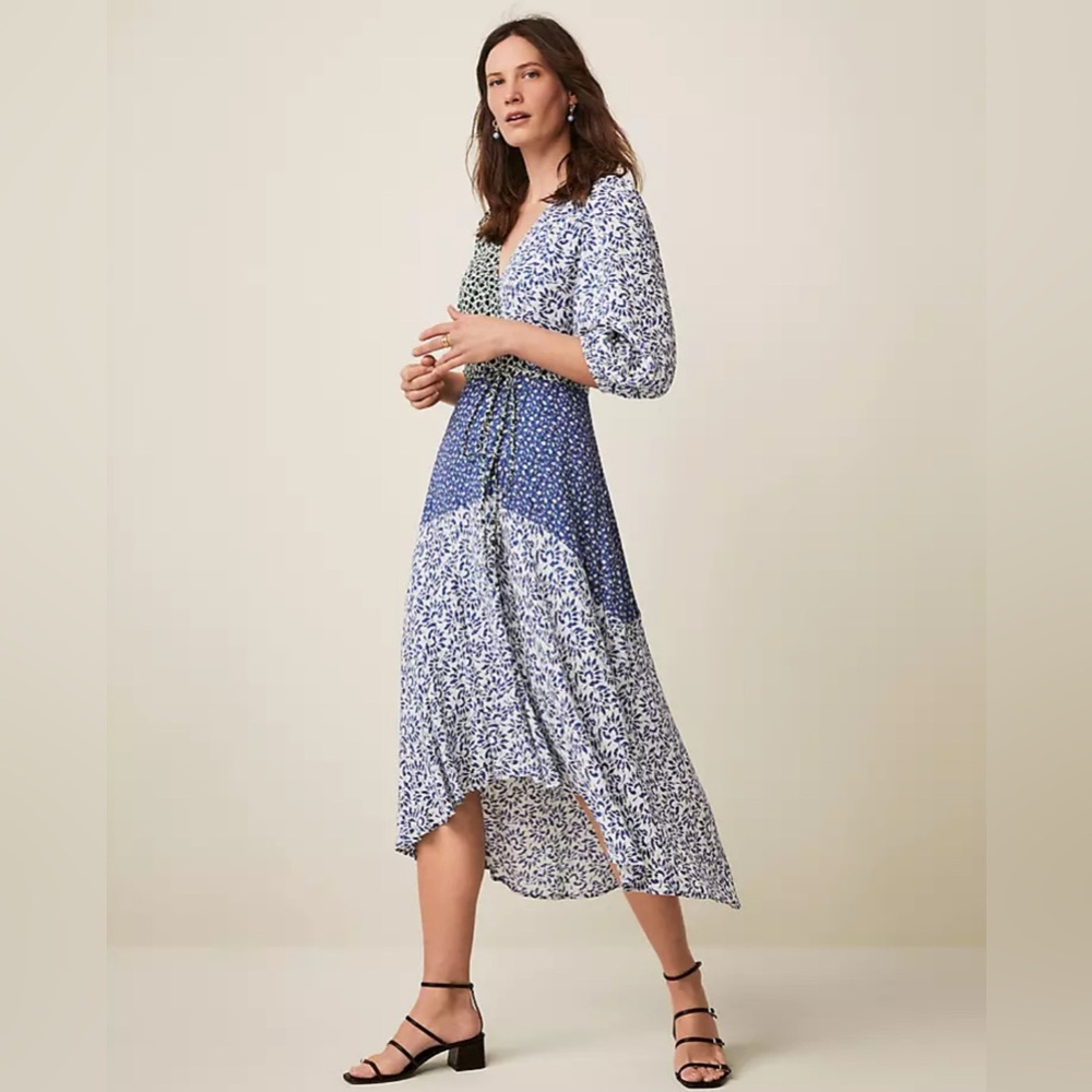 Ann Taylor Floral Wrap Flare Dress